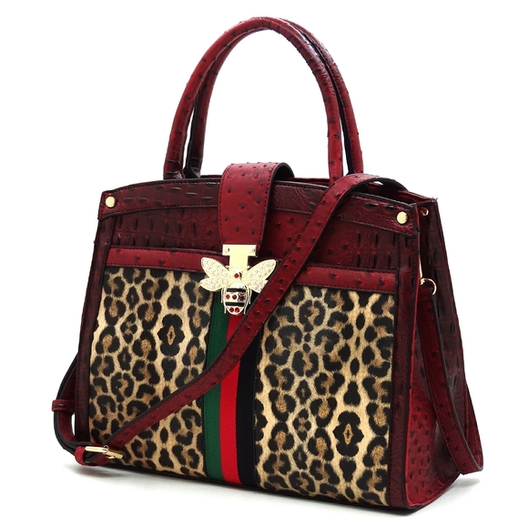 Queen Bee Stripe Leopard Satchel & Wallet Set - Picture 4 of 15